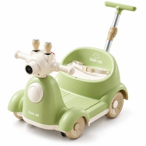 Masinuta Electrica Pentru Copii, Flippy, Cu Telecomanda, Rotire 360°, Bule De Sapun, Bluetooth, Muzica si Lumini, Maner Telescopic, Verde