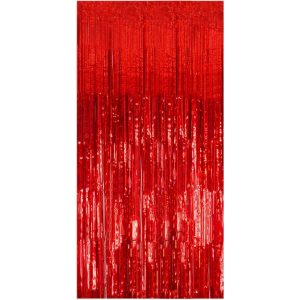 Perdea Franjurata, Flippy, Model Decor Petrecere, pentru Fundal de Poze, Amenajare Colorata a Petrecerii, Dimensiune 100x200 cm, Rosu