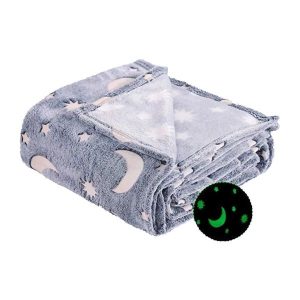 Patura Fosforescenta, Flippy, Moale, Pufoasa, Lumineaza in Intuneric, 1.5x2 m, Model Cer Instelat, Gri