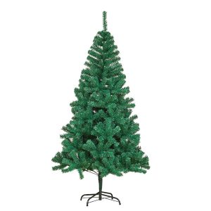 Brad de Craciun artificial cu suport inclus Flippy, 155 cm, 600 ramuri/varfuri, material plastic, suport clasic, fara iluminare, utilizat pentru interior/exterior, verde