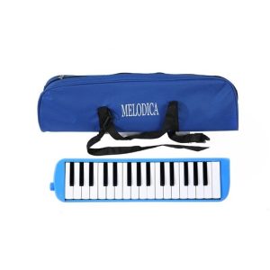 Muzicuta Melodica 32 Clape, Flippy, din ABS, pentru Incepatori, 45 x 13 x 7 cm, Include Husa si Suflator, Albastru