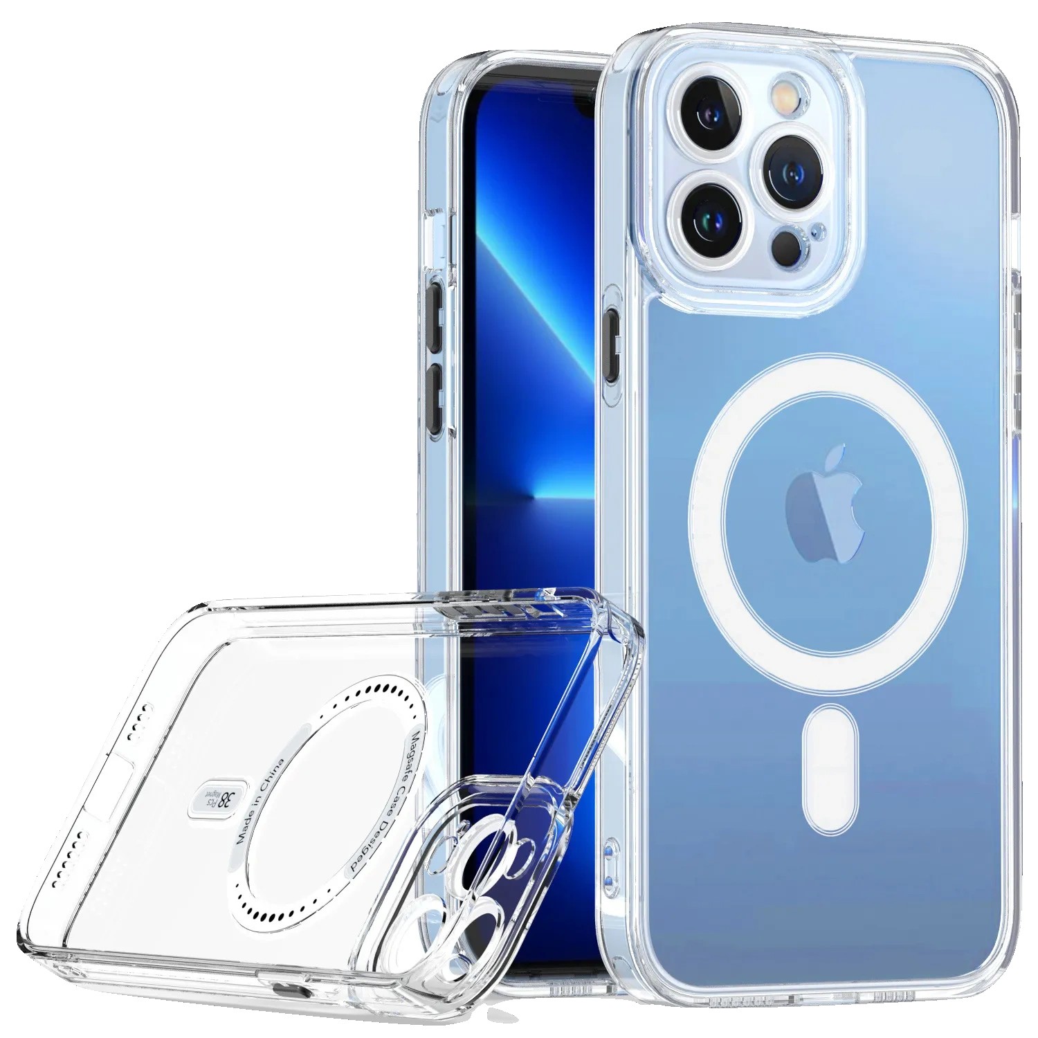Husa protectie Flippy pentru iPhone 14 Pro Max Mag Safe, 2 in 1 incarcare si magnet, Silicon si Acril, Transparenta