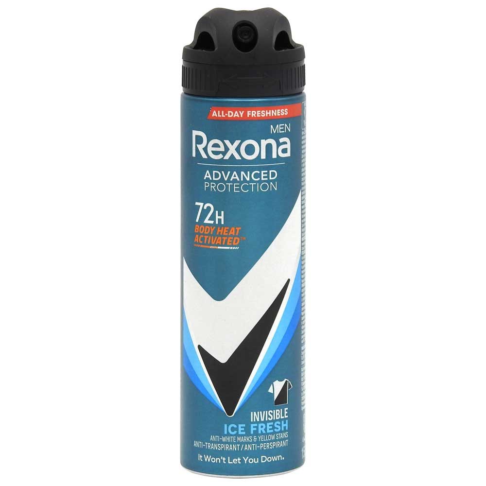 Antiperspirant Deodorant Spray, Rexona 72 h, 150 ml Men Advanced Protection Invisible Ice Fresh