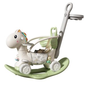 Balansoar pentru Copii, Flippy, 3in1, cu Spatar si Bara de Siguranta, Maner cu Cos de Basket, Tava de Masa, 80 x 43 x 83 cm, din Plastic, + 3 Ani, Verde