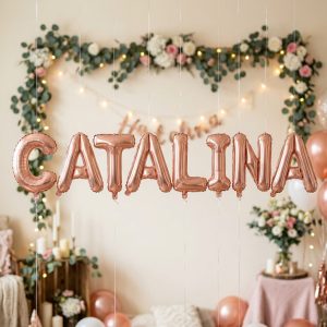 Baloane Folie Metalizate, Flippy, Set CATALINA, Heliu sau Aer, Pai inclus, 40 cm, Rose Gold