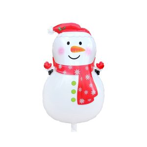 Balon Om de Zapada, Flippy, din Folie de Aluminiu, Tema Craciun, 65 x 43 cm, Alb/Rosu