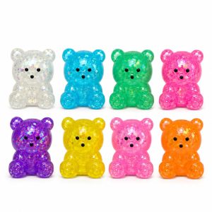 Jucarie Antistres Squishy, Flippy, Model Ursulet, Transparenta cu Paiete Decorative, Moale si Compresibila, pentru Relaxare si Joaca Senzoriala, Culoare Aleatorie