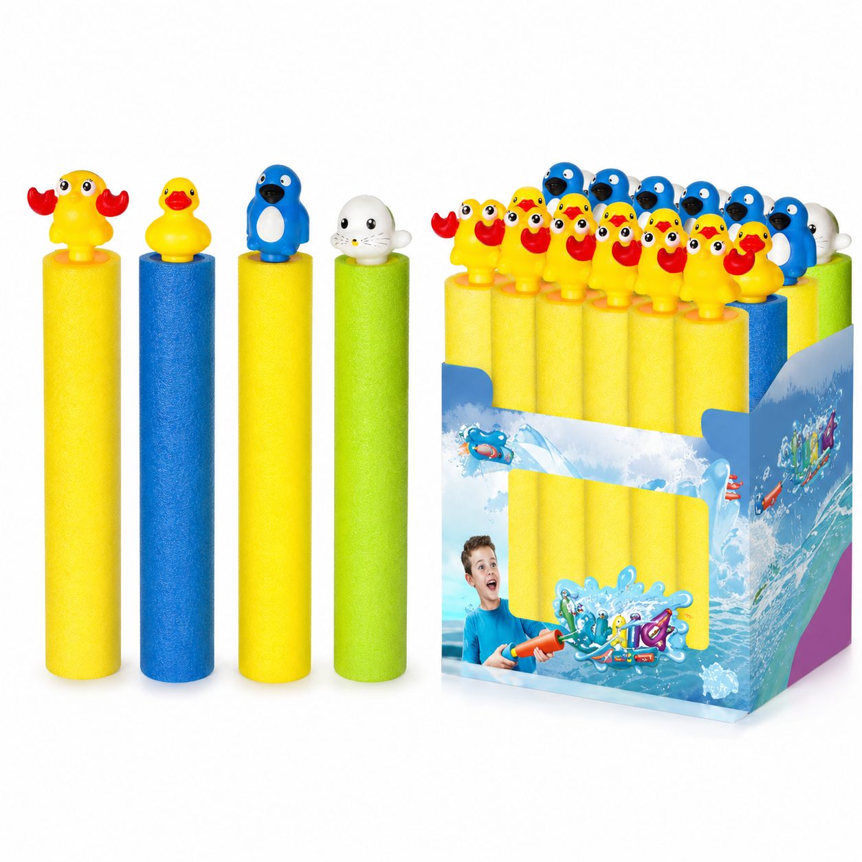 Blaster de Apa pentru Copii, Flippy, Dimensiune 5 cm, Jucarie de Vara pentru Plaja, Piscina si Curte, Rezervor pentru Apa, Design Usor de Manevrat, Diverse Modele, Multicolor