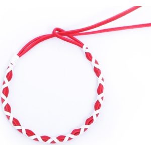 Brățară Martisor din Catifea Împletită, Model Alb-Roșu, Reglabilă