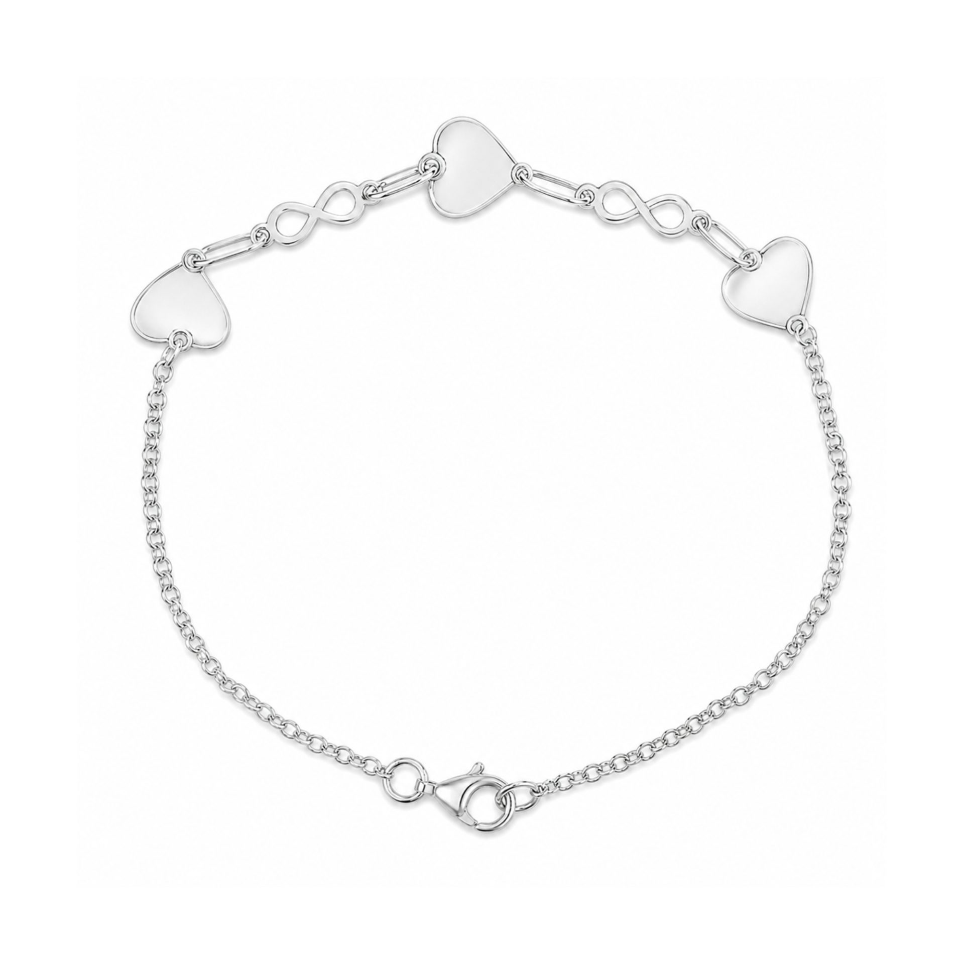 Brățară Damă din Argint 925, Jolie Silver, Model Inimă și Infinit, Design Elegant și Delicat, Greutate 2.3 g, Argintiu