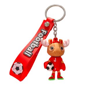 Breloc Chei, Flippy, Model Cerb, Mascota de Fotbal, Cupa Mondiala, Accesoriu Pentru Chei si Rucsac, Cauciuc Moale, 26 g, 6.2 x 3.4 cm, Rosu