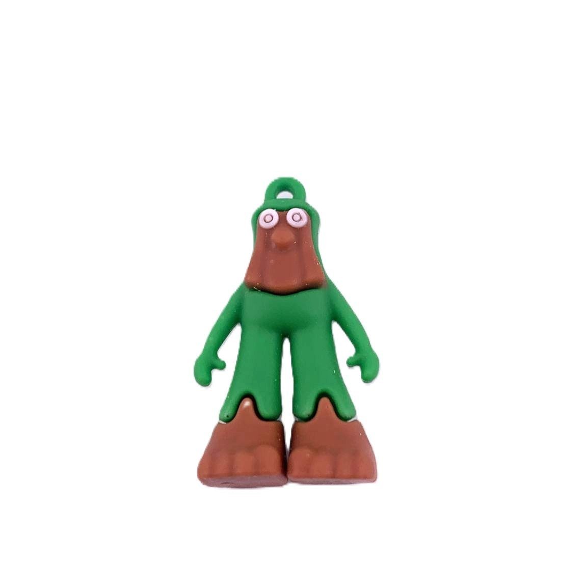 Breloc de Chei din Silicon, Flippy, Figurina Brainrot Brr Brr Patapim, 4 cm, Verde/Maro