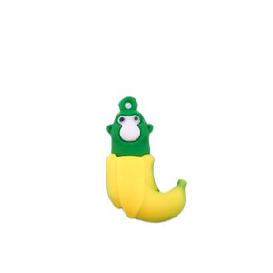 Breloc de Chei din Silicon, Flippy, Figurina Brainrot Cimpanzini Bananini, 4 cm, Galben/Verde