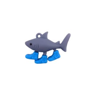 Breloc de Chei din Silicon, Flippy, Figurina Brainrot Tralalero Tralala, 4 cm, Gri/Albastru