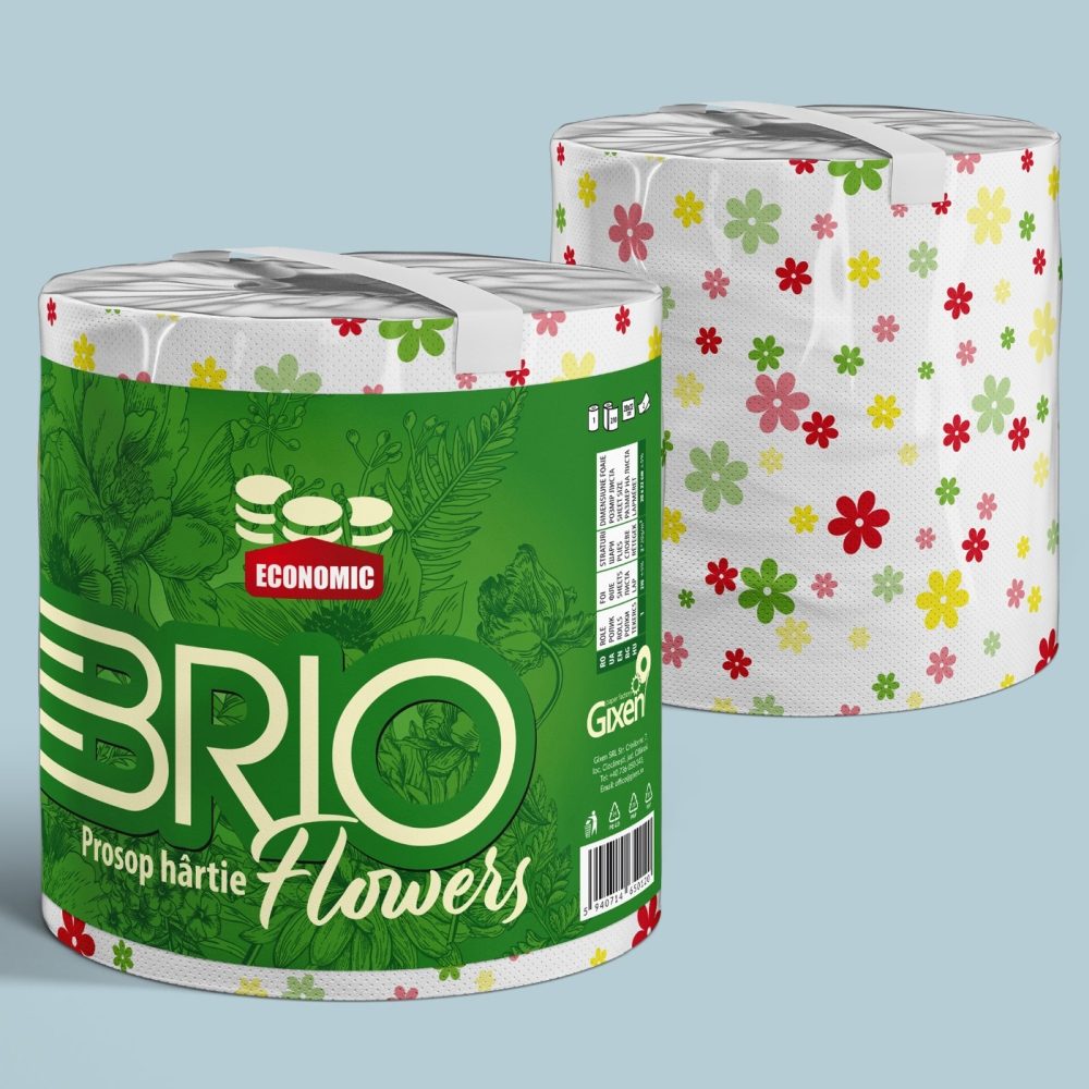 Prosop de Bucatarie, Brio, 400 g, 2 Straturi, Print Flori