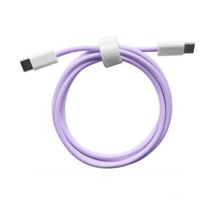 Cablu de Date Universal, Flippy, Incarcare Rapida, Type-C to Type-C Compatibil cu Telefon sau Tableta, Cablu de Incarcare Impletit din Nailon, 1 m, Mov