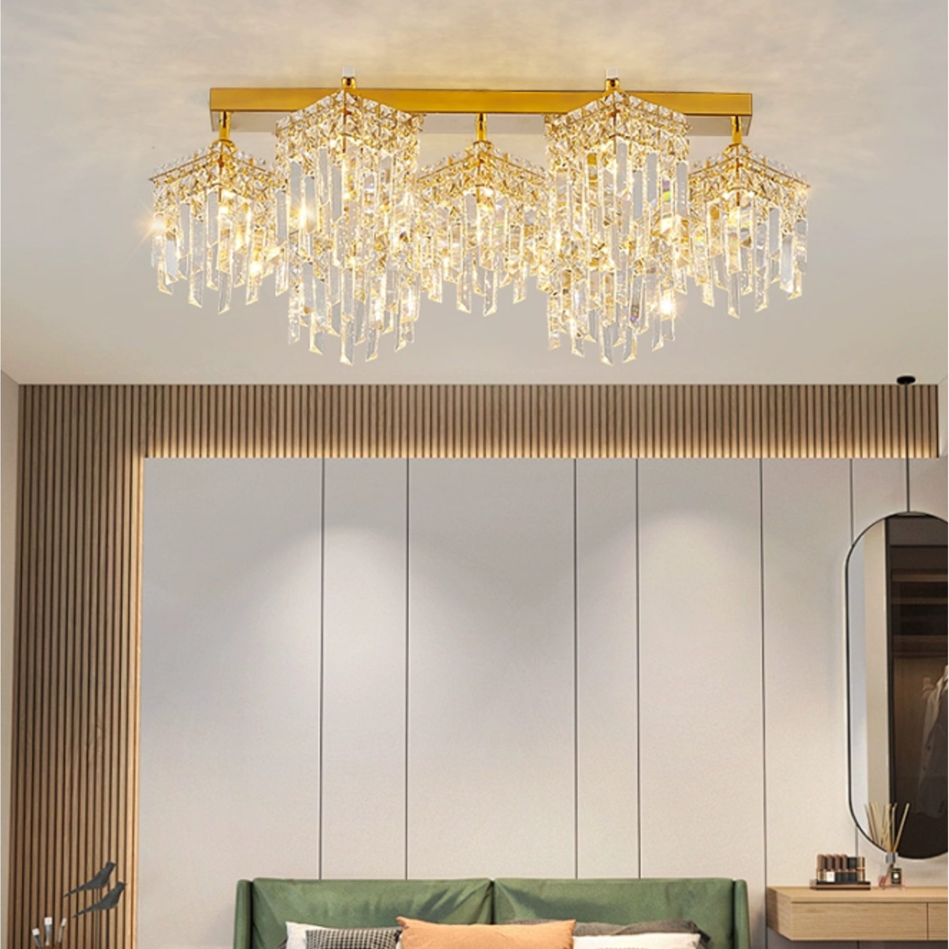 Candelabru Cristal Imperia, 70cm, 7xE14, Auriu