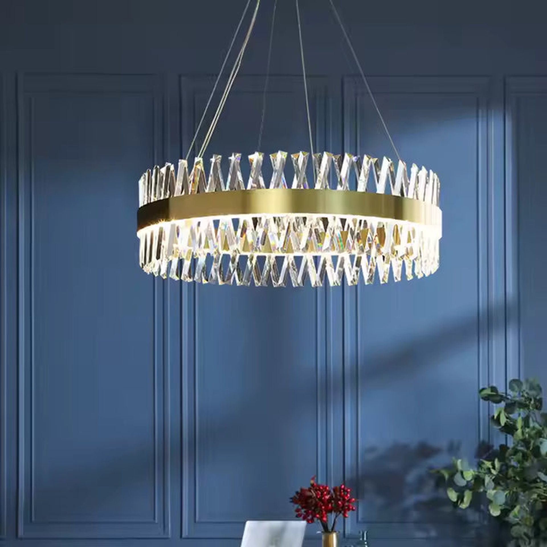 Candelabru LED CASERTA Nobile cu Telecomanda, 41W, Dimabil, Diametru 40cm, Auriu