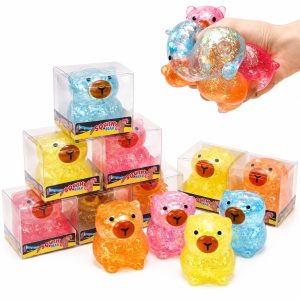 Jucarie Antistres Squishy, Flippy, Model Capybara cu Sclipici, Textura Moale, 3.5 x 3.6 x 4.5 cm, Multicolor