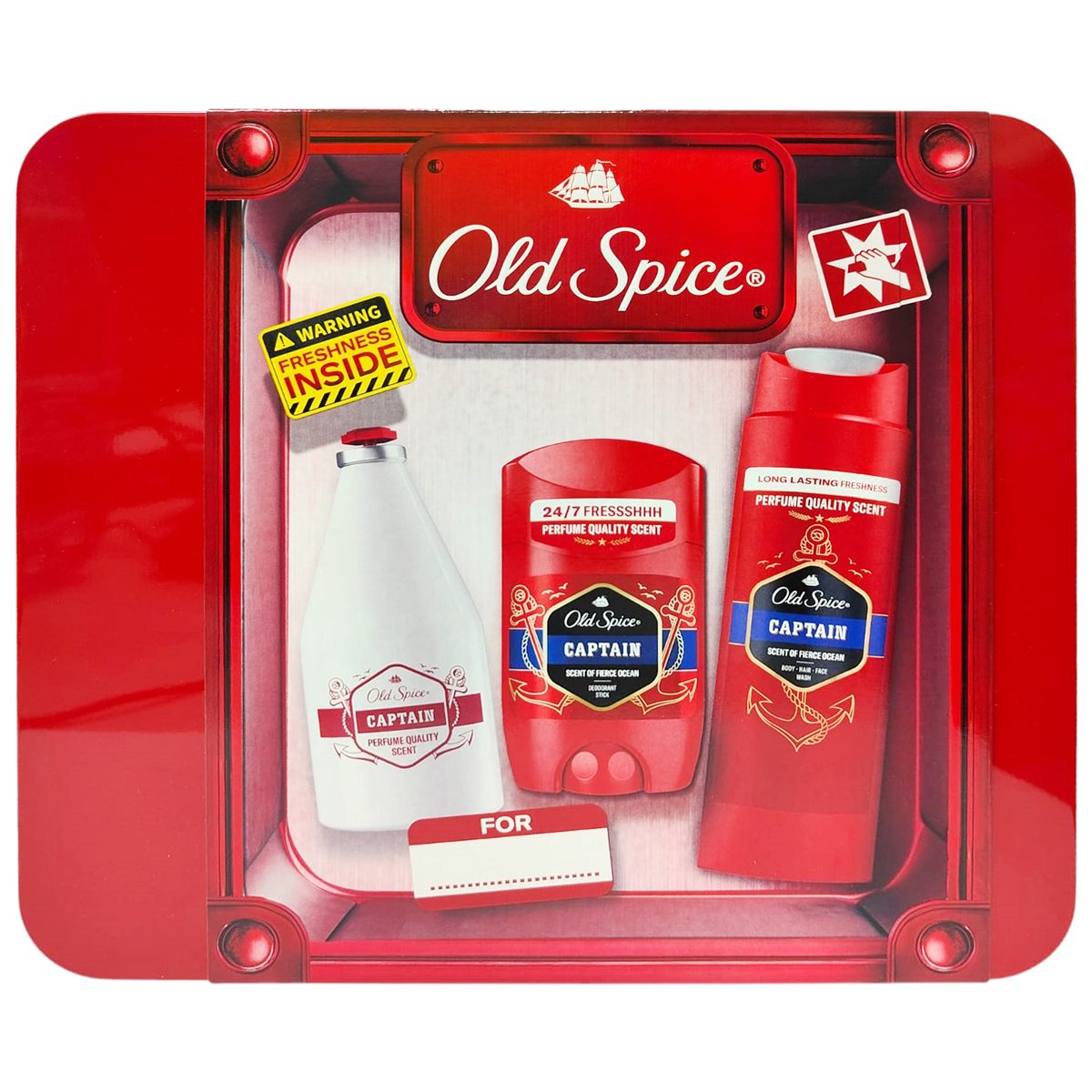 Caseta Cadou, Old Spice, Deodorant Stick 50 ml, Gel Dus si Sampon 250 ml, After Shave 100 ml Captain