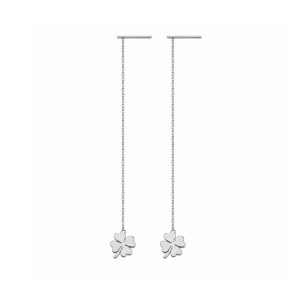 Cercei Damă din Argint 925, Jolie Silver, Model Lănțișor cu Trifoi cu Patru Foi, Design Lung și Delicat, Finisaj Lucios, Argintiu