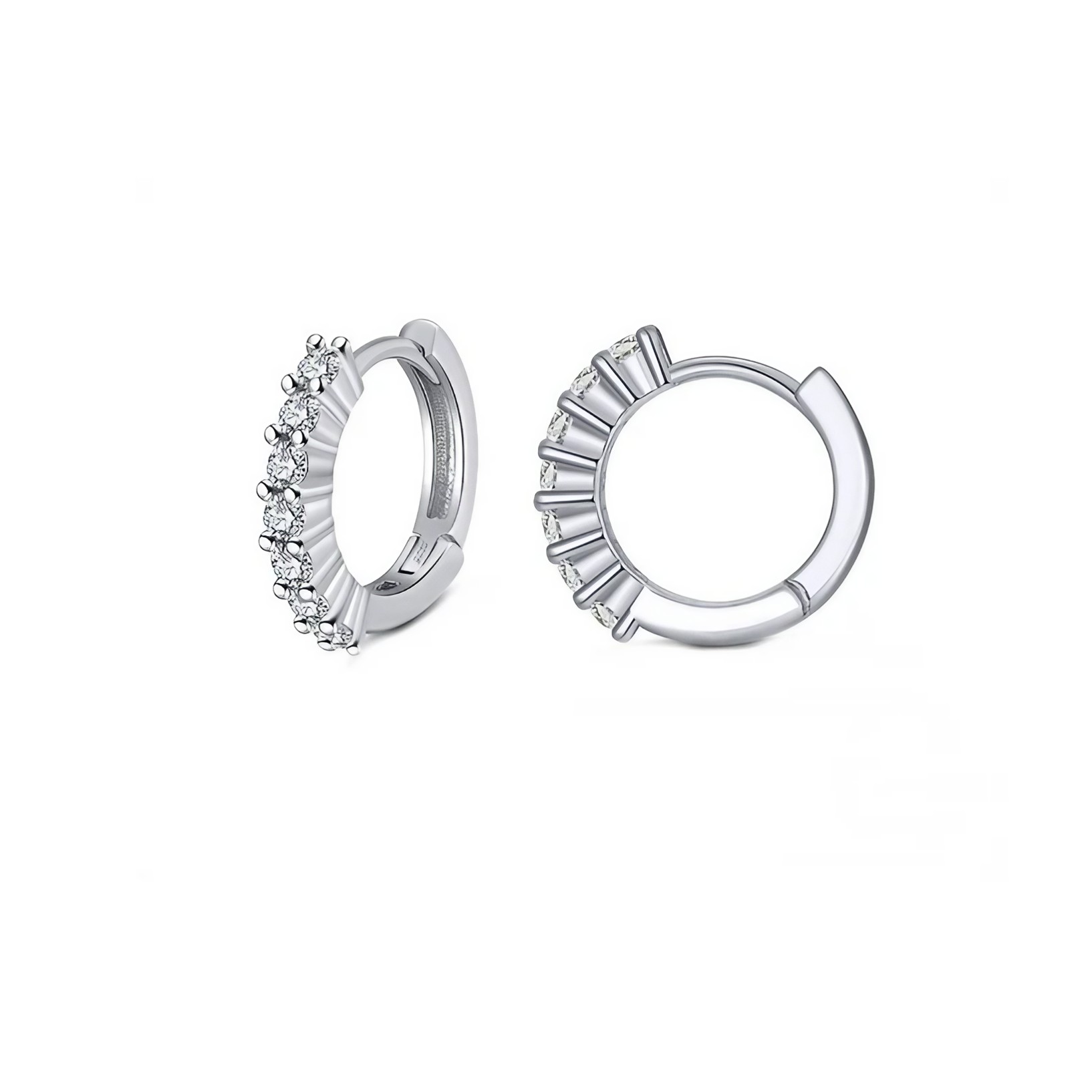 Cercei din Argint 925, Cerc cu Pietre in Relief, Jolie Silver