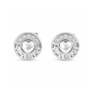 Cercei din Argint 925, Jolie Silver, Model Inima in Cerc, Bijuterie cu Design Conturat, 8x8 mm, Greutate 1.4 g, Argintiu