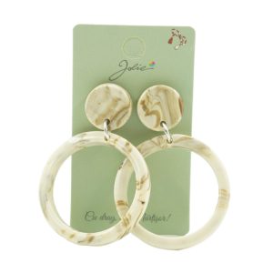 Cercei Dama de Primavara, Jolie, Model Cercuri, Eleganti si Moderni, 5.5 x 3.5 cm per unitate, Crem