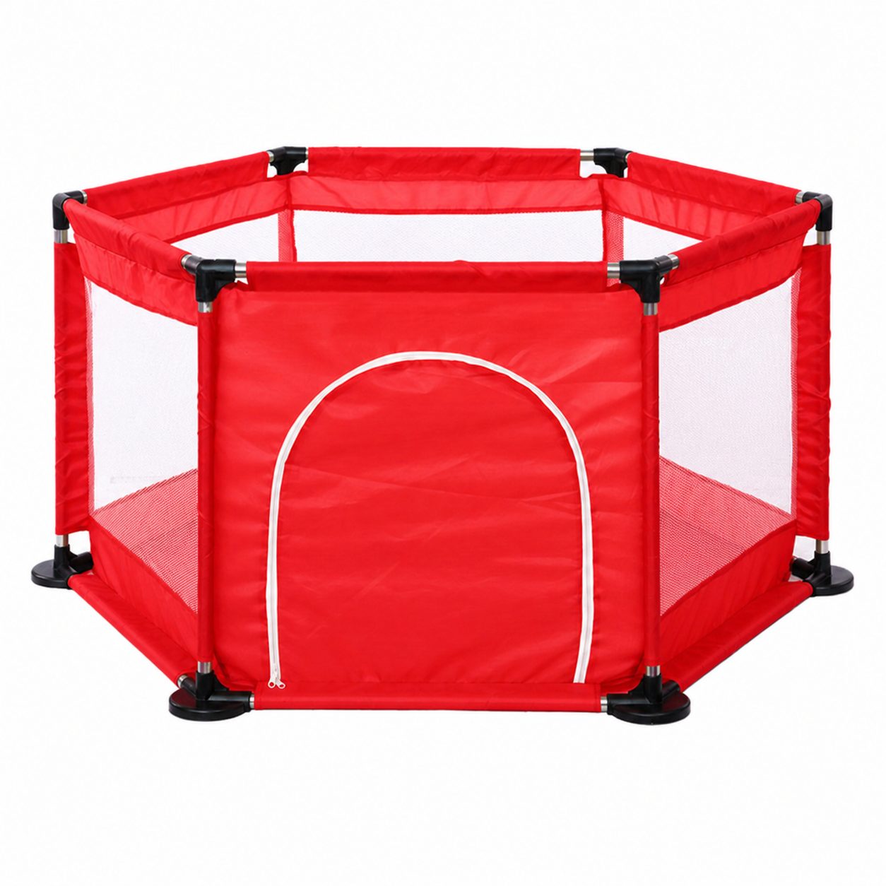 Tarc de Joaca si Siguranta pentru Copii DNT-104, Flippy, Dimensiuni 130 x 115 x 65 cm, Structura de Protectie pentru Interior, Rosu