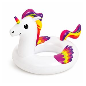 Colac Gonflabil pentru Inot, Flippy, Model Unicorn, Material PVC si Structura Gonflabila, Confort pe Apa, Stabilitate si Distractie pentru Vara, 119x91x71, Multicolor