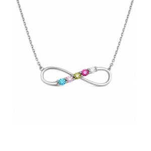 Colier din Argint 925, Jolie Silver, Model Infinit, cu Zirconii Multicolore, Finisaj Lucios, Lungime 44,5 cm, Argintiu