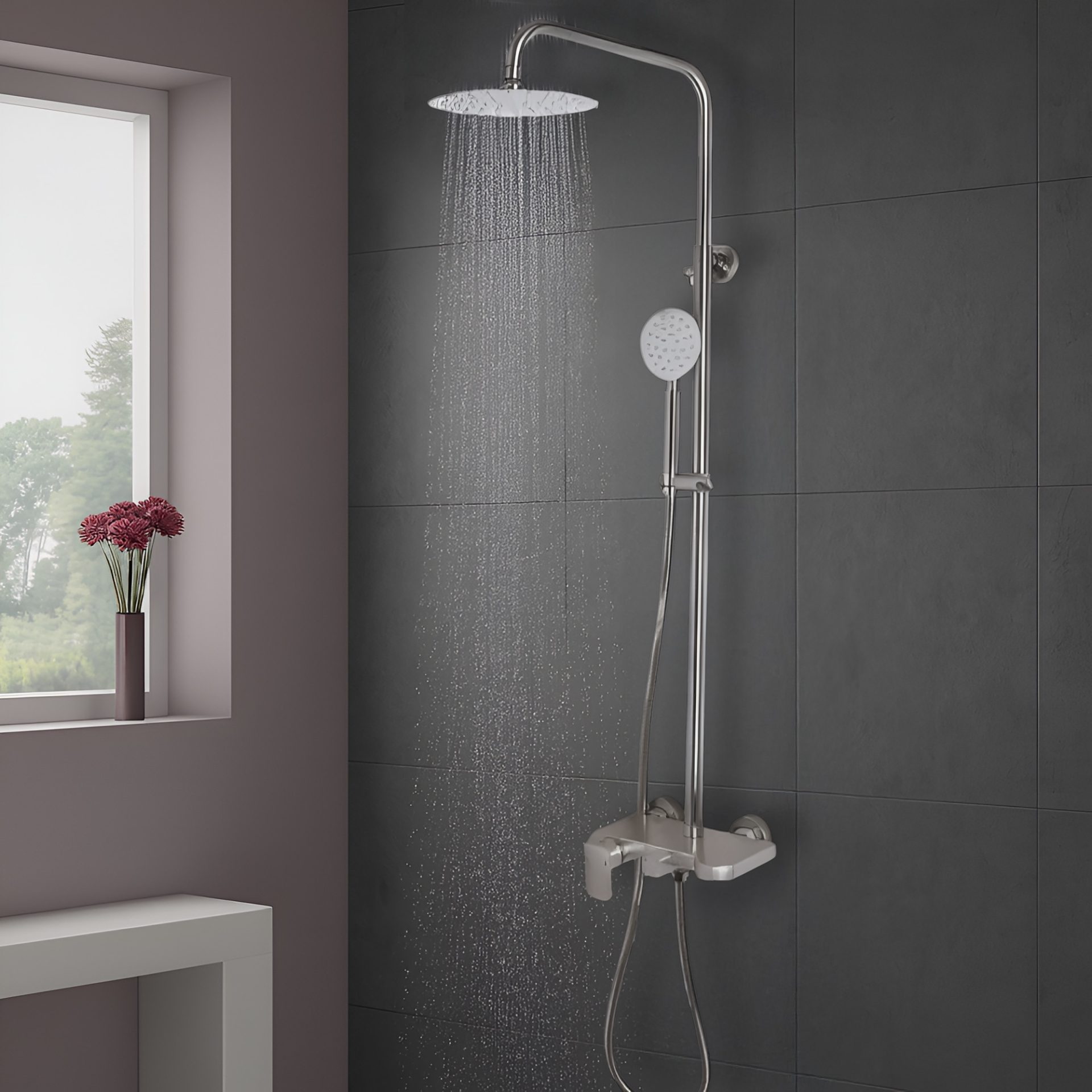 Coloana Dus, Inox SUS304, Satinat, N/LY001