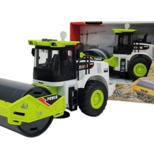 Compactor Drum Cu Frictiune Pentru Copii, Jucarie Utilaj Constructii Cu Rola Mare Frontala Si Directie, Vehicul Santier Tip Road Roller Realist Cu Lumini Si Sunete, Masina Nivelare Drumuri Mare, Copii 3+ Ani, Verde