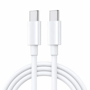 Cablu de Date si Incarcare USB-C la USB-C, Flippy, 100W, 5A, Fast Charge, Compatibil Telefon si Laptop, 1 m, Alb