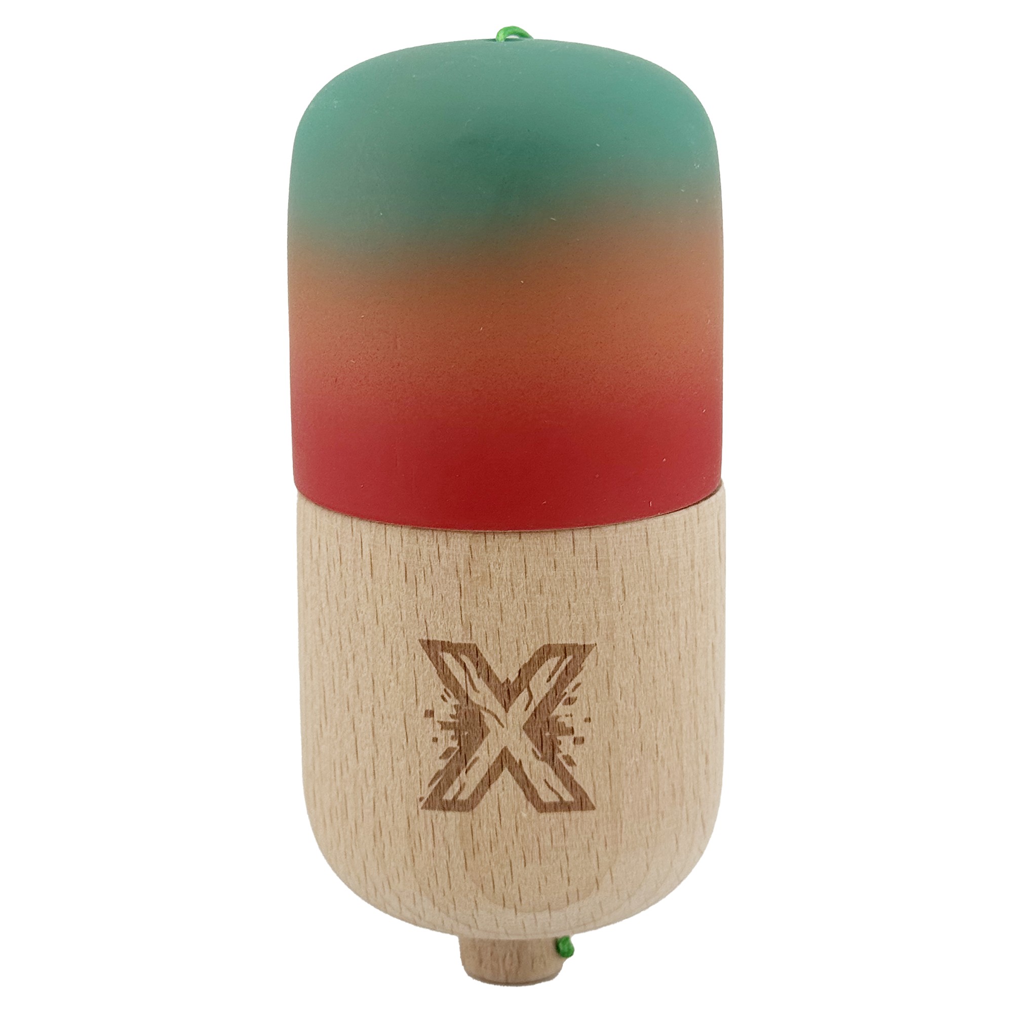 Kendama Pill X Originala, Flippy, Profesionala Model Rubber Grip Pilula, din Lemn, Varsta 9+, Ata 62/65 cm, 11 x 5 x 5 cm, Gradient