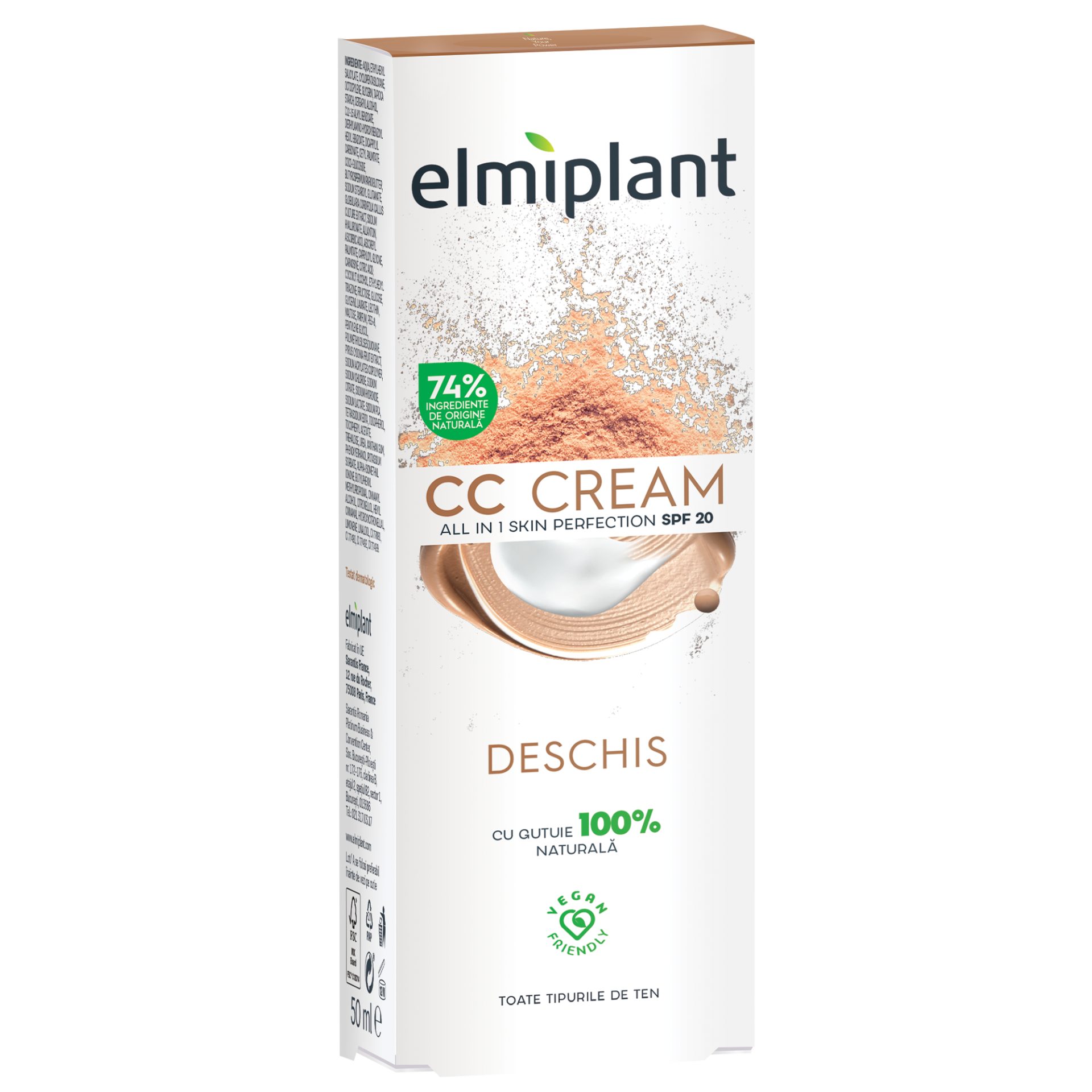 Crema CC Pentru Fata, Elmiplant, Crema de Zi Nuanta Deschisa, 50 ml