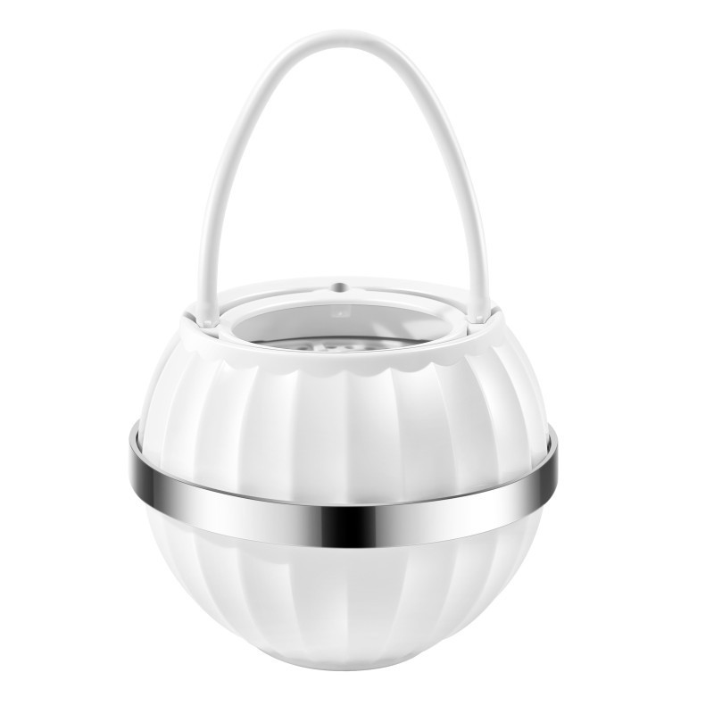 Filtru Purificator pentru Apa de Baie, Flippy, Forma Sferica, Maner pentru Agatare, Banda Decorativa Argintie, Uz Casnic, Alb