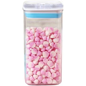 Cutie de Depozitare Alimente, Flippy, Cutie de tip Container pentru Bucatarie, Cutie pentru Condimente, din PET ABS Silicon, 10 x 10 x 20.5 cm, 370 g, 1.2L Transparenta