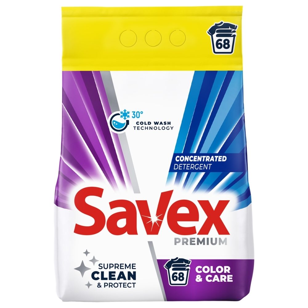 Detergent pentru Rufe Automat, Savex, 5.5 kg Color Care 68 spalari
