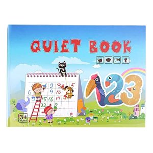 Carte Educativa cu Piese Reutilizabile, Flippy, Quiet Book Montessori, Seria Numere, 10 Pagini, Piese cu Scai, 28x20.5x2 cm, Multicolor
