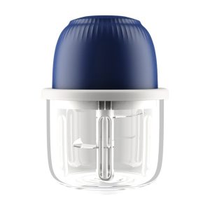 Tocator Electric pentru Bucatarie, Flippy, Model Presa Electrica pentru Legume Fructe Carne Umpluturi Sosuri, Otel Inoxidabil, 14 x 10.5 x 10.5 cm, 350 ml, Albastru Inchis