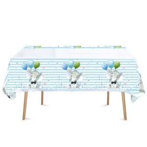 Fata de Masa, Flippy, din Plastic, Imprimeu Elefanti, 180 x 108 cm, Albastru