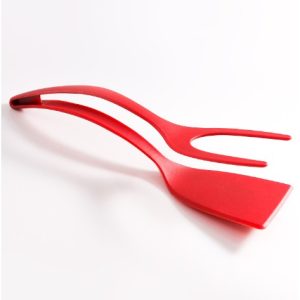Spatula Multifunctionala tip Cleste, Flippy, Spatula Cleste pentru Gatit, Silicon PP, pentru Alimente, Carne, Paine, 31 x 8.5 cm Rosu