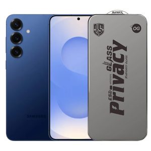 Folie de Protectie pentru Samsung Galaxy S25+, Flippy, Sticla Securizata ESD Antistatica, Super-X Privacy OG, Margini Negre, 0.30 mm, Transparent Inchis