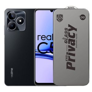 Folie de Protectie pentru Realme C53, Flippy, Sticla Securizata ESD Antistatica, Super-X Privacy OG, Margini Negre, 0.30 mm, Transparent Inchis