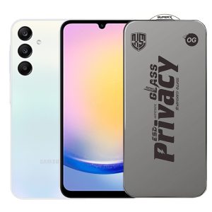 Folie de Protectie pentru Samsung Galaxy A25, Flippy, Sticla Securizata ESD Antistatica, Super-X Privacy OG, Margini Negre, 0.30 mm, Transparent Inchis