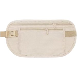 Borseta Anti-Furt, Flippy, 2 Compartimente, Reglabila, Unisex, pentru Documente, Carduri, Telefon, Bej