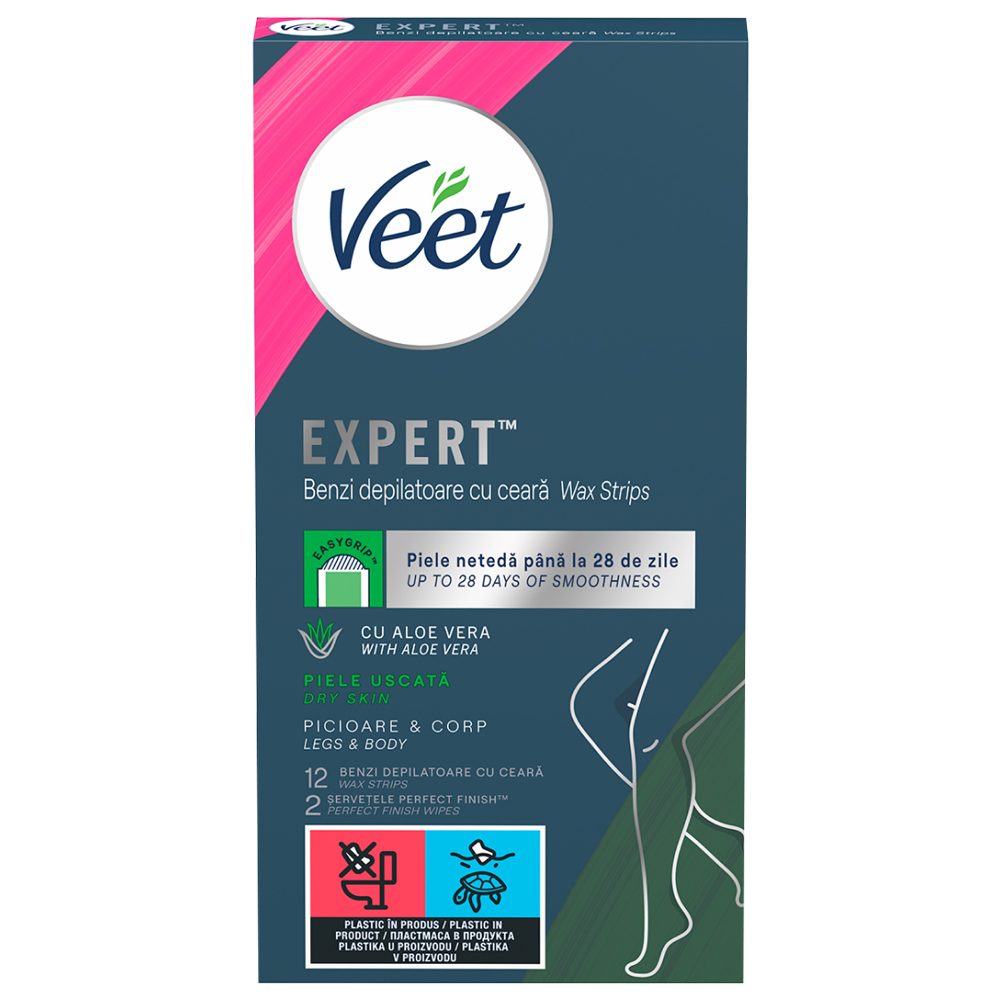 Gel, Veet Benzi Ceara Depilatoare Corp 12 buc Easy, Toate Tipurile de Piele