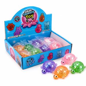 Jucarie Antistres Squishy, Flippy, Model Testoasa cu Sclipici, Textura Moale, 7 x 5.2 cm, Model Aleatoriu