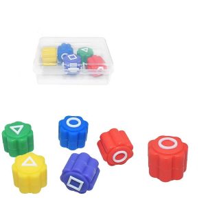 Gonggi Joc Traditional Coreean, Flippy, Tip Squid Game si Jocul Calamarului, pentru Dexteritate, Interactiv, Set 5 Piese Multicolore, Cutie Depozitare Transparenta